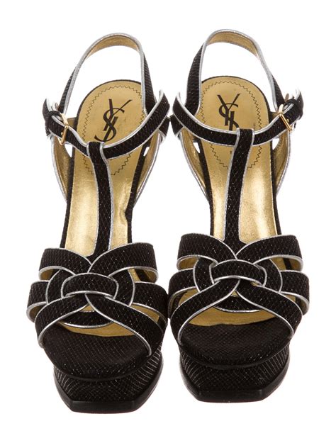 ysl tribute sandal black glitter|ysl tribute sandals flat.